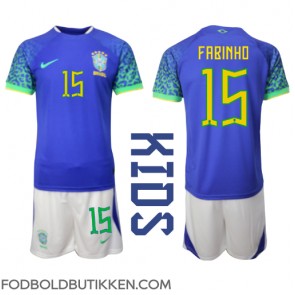 Brasilien Fabinho #15 Udebanetrøje Børn VM 2022 Kortærmet (+ Korte bukser)